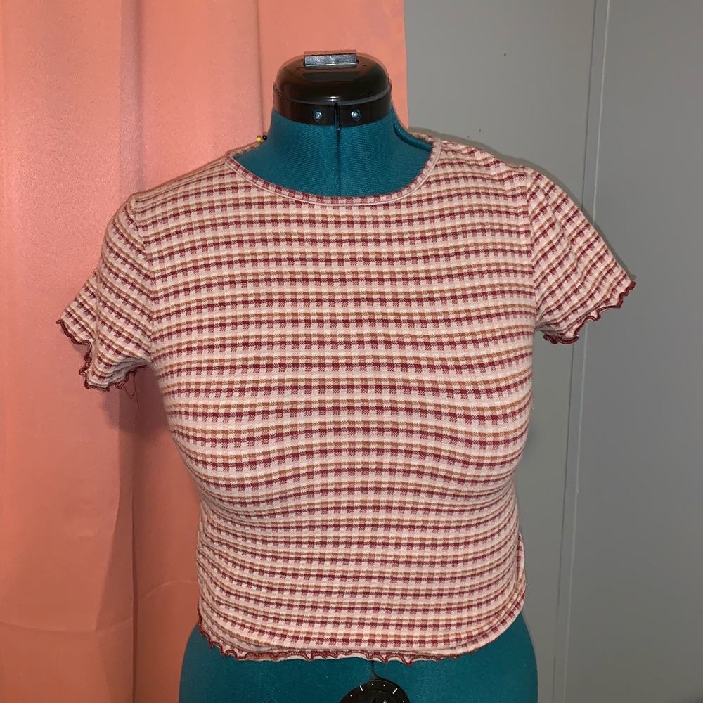 Forever 21 Plaid Scalloped Crop Top